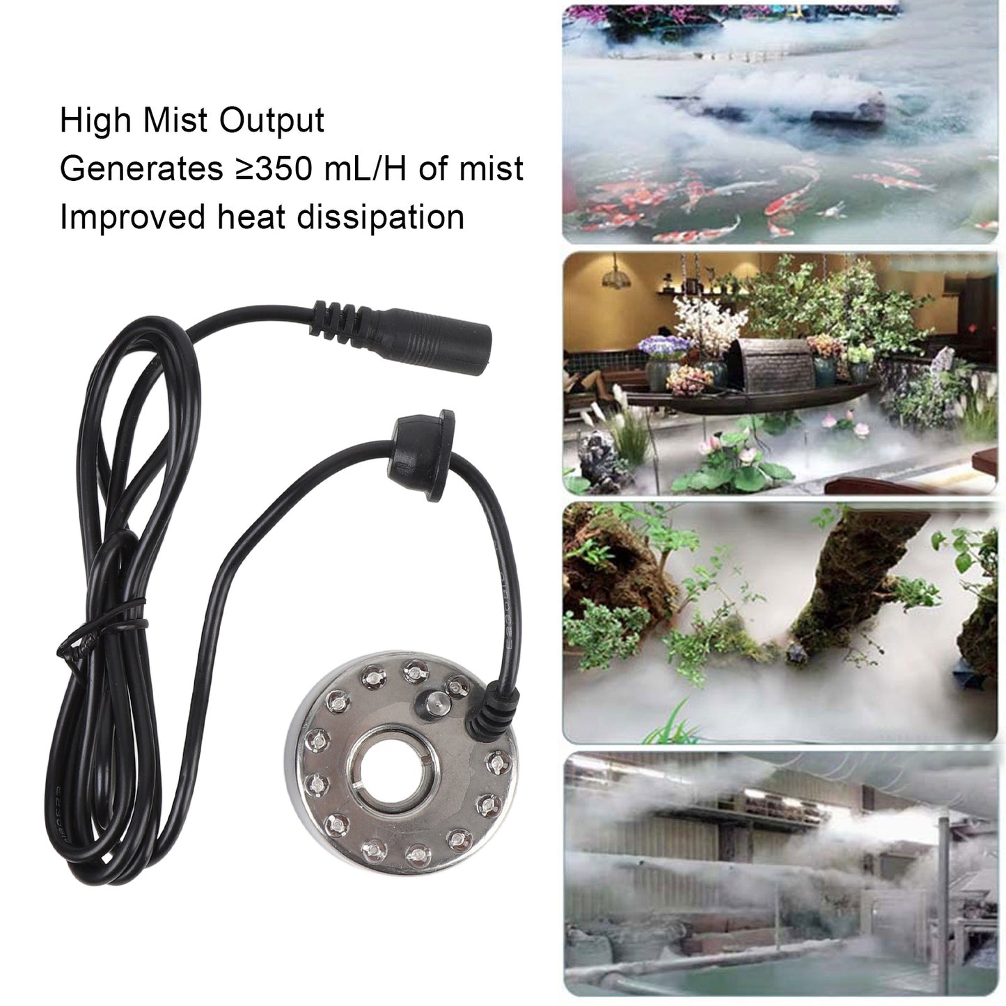Mist/Fog Maker ,Water Fountain Pond Rockery Fish tank Large Capacity Mist Fog maker ,350ml Mist maker Fogger With 12 LED Lights