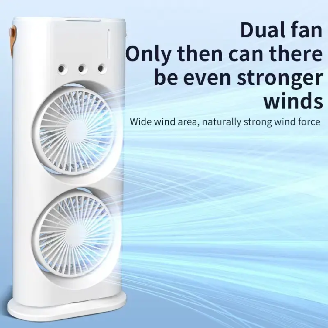 Water Mist Portable Air Cooler Fan With Remote Control Colorful LED Light USB Powered Mini Travel Friendly Fan