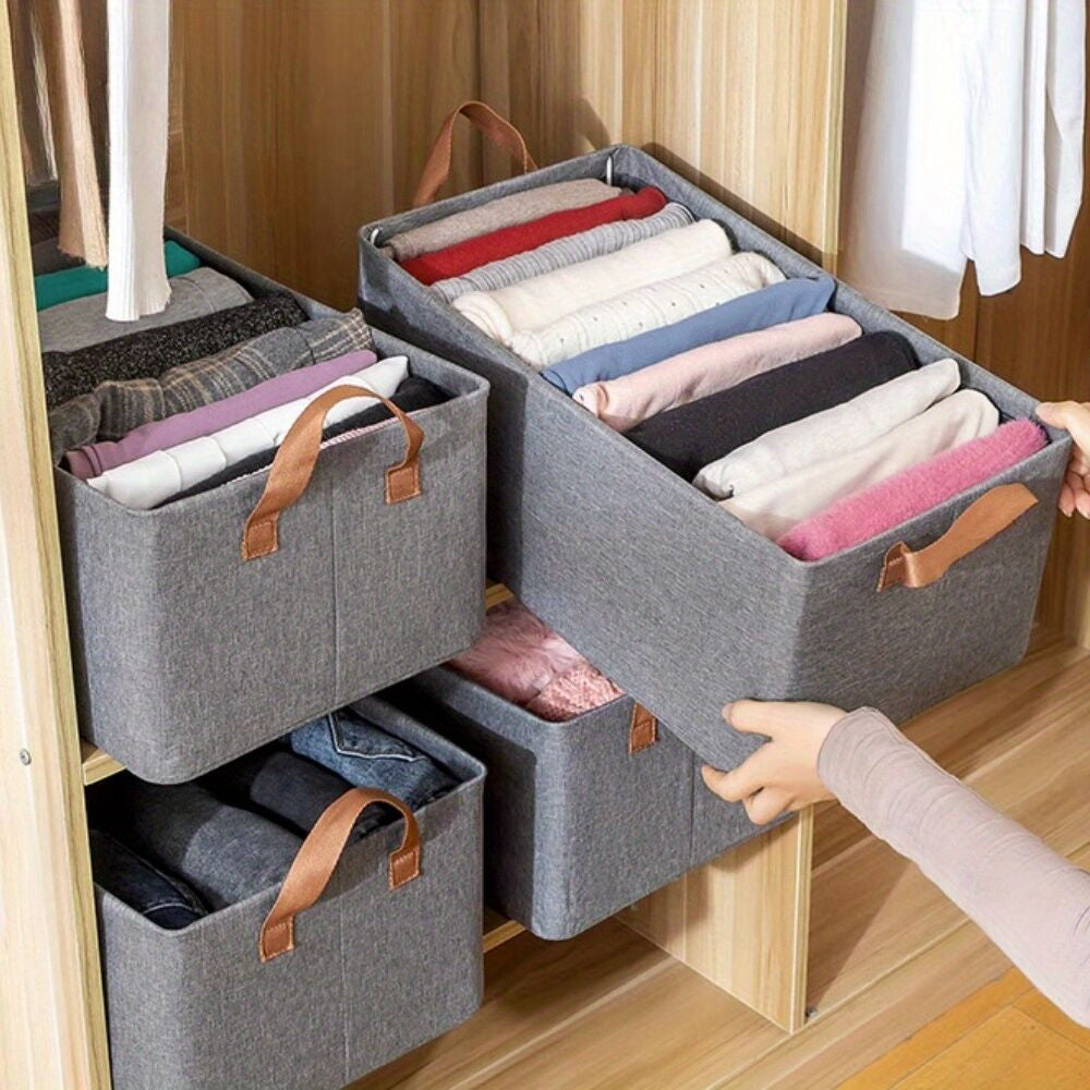 3 Pieces Set Modern Rectangle Foldable Drawer Foldable Wardrobe Storage Organizer Fabric Storage And Display Boxes Latest PP Board Steel Frame Design 3D Fabric Material