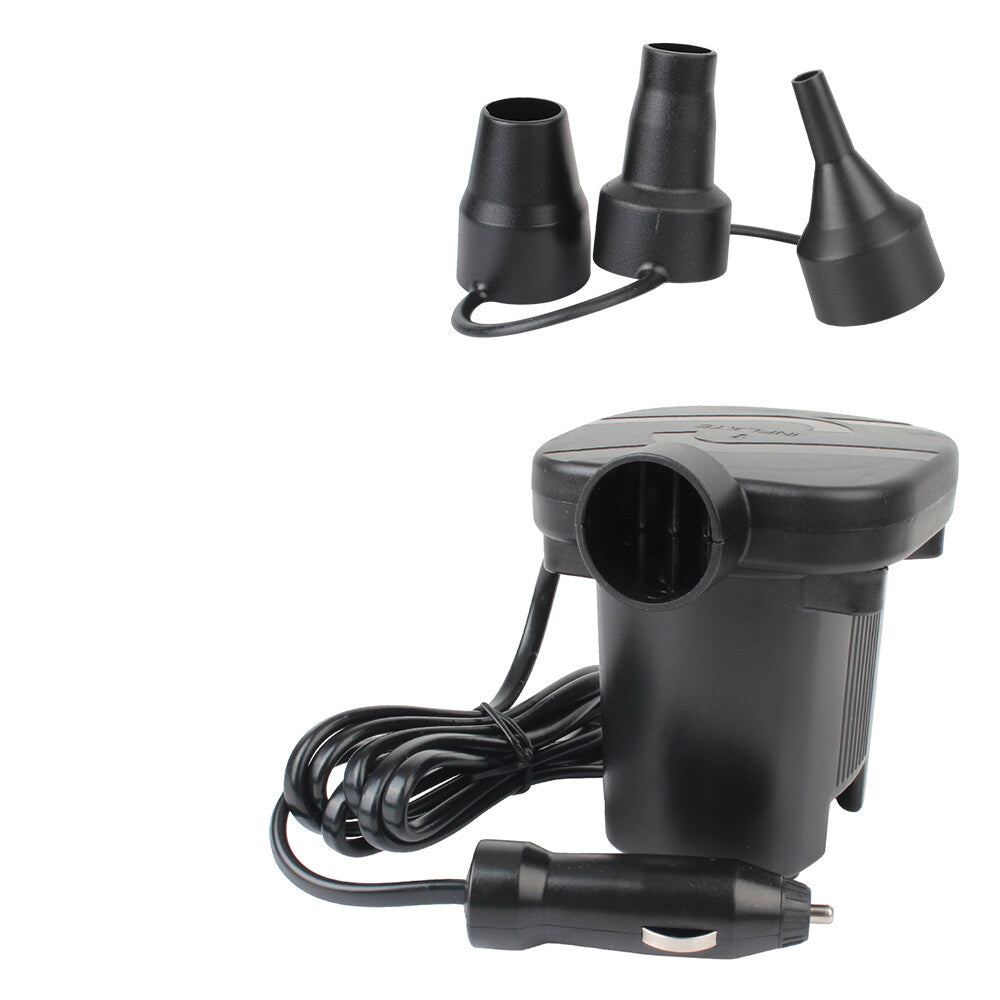⚡️DC Car High-Power Electric Air Pump for Inflatable Beds, Mattresses, Pillows, Pool Floats & Car Accessories – Fast Inflate & Deflate, 3 Nozzle Attachments, Compact & Travel-Friendly Design
