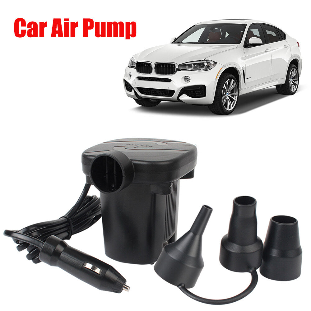 ⚡️DC Car High-Power Electric Air Pump for Inflatable Beds, Mattresses, Pillows, Pool Floats & Car Accessories – Fast Inflate & Deflate, 3 Nozzle Attachments, Compact & Travel-Friendly Design