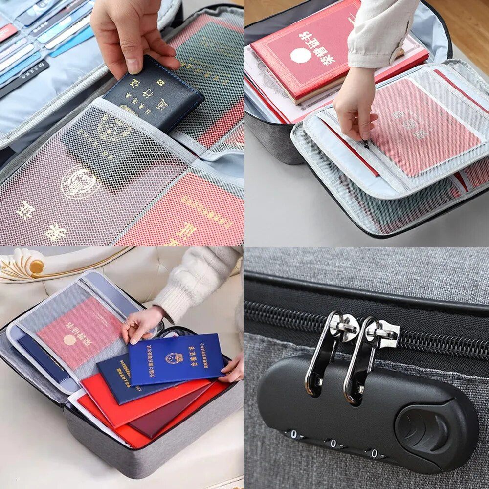 Portable Waterproof 3 Layers Document Storage Management Bag with Lock System For Travel Office Home Use Filing Products