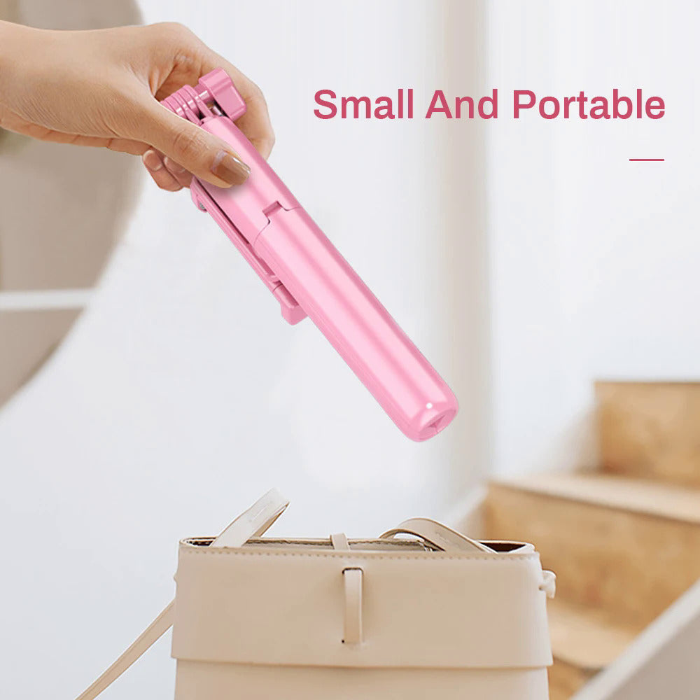 6 in 1 Integrated Rechargeable Selfie Stick, Mobile with Fill Light Streaming Stand Handheld Photo Stick Tripod Along with LED Lights ,Wireless Remote