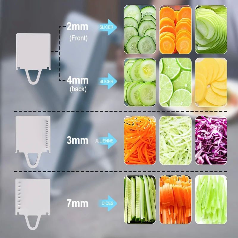4 in 1 Mandoline Slicer Vegetables and Fruits Chopper with Adjustable Thickness Stainless Steel Blade