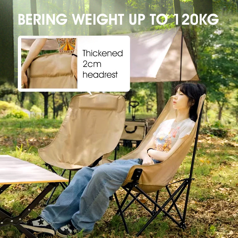 Portable Folding Moon Chair Camping chair Outdoor Beach chair Fishing stool wild Table Chair High Back Adjustable Seat Camping Gear