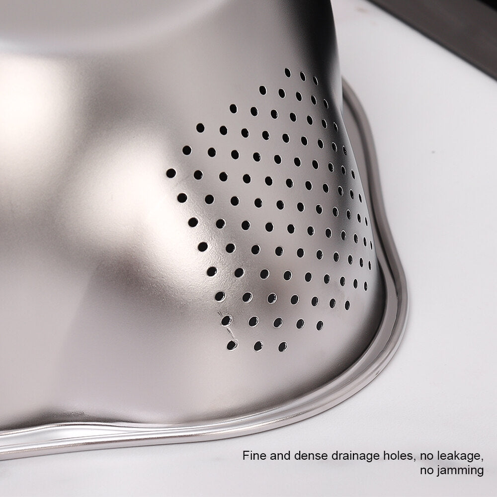 Kitchen Multifunctional Rice Washing Bowl Stainless Steel Drain Basket Sloping Bottom Vegetable Basin Fruit Vegetables Cleaning Filter Pot Basin Mesh Filter