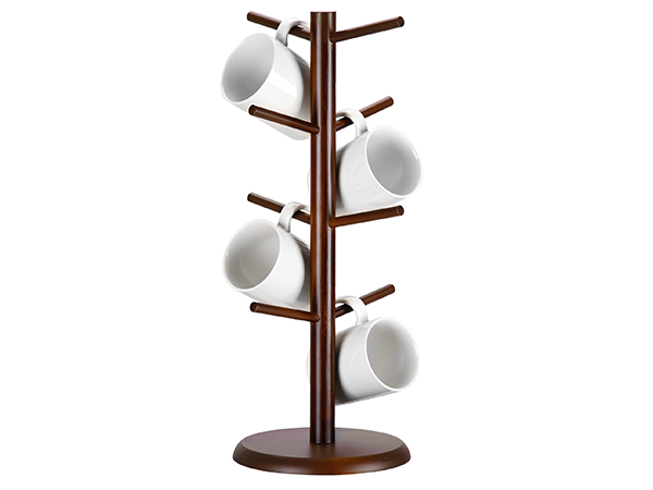 Wooden Bamboo Cup Holder Tree display rack 6 Hooks Tree Stand Organizer for Kitchen Home Storage