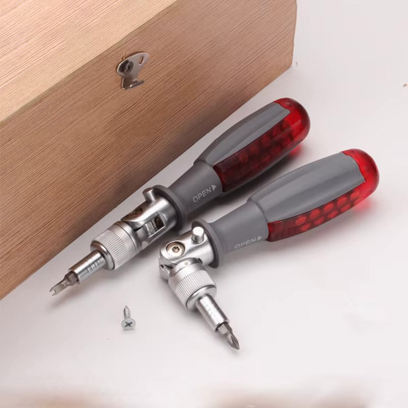 10 in 1 Tool Multifunctional Ratchet Screw Driver Premium Toughned Stainless Steel Angle Bend Inbuilt 10 Pcs Screws Pull to Store Home Improvement Car Motorbike DIY Must Have