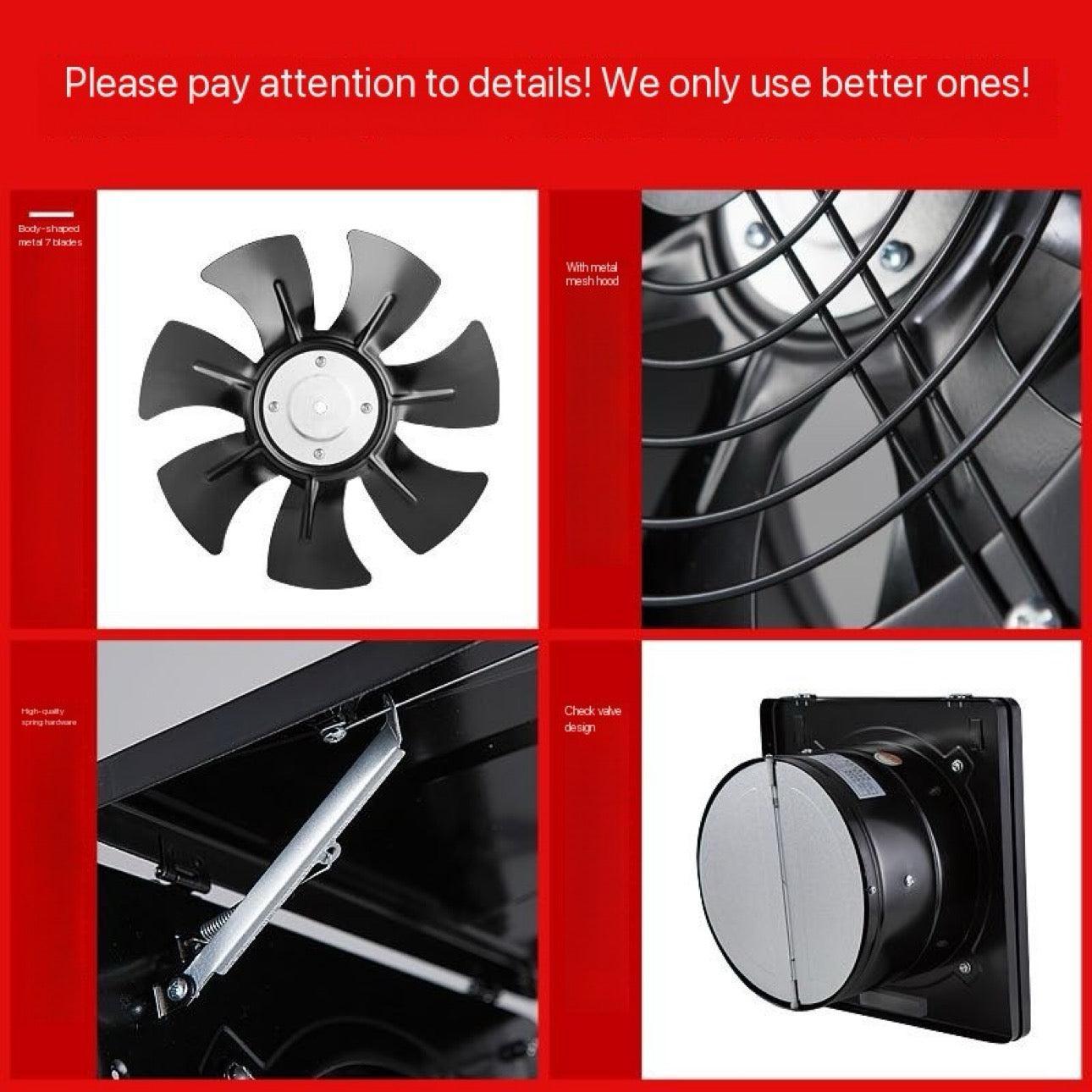 Super Exhaust Fan 100% Copper Motor High Power Full Metal 13 x 13 Inch Body Speed Control