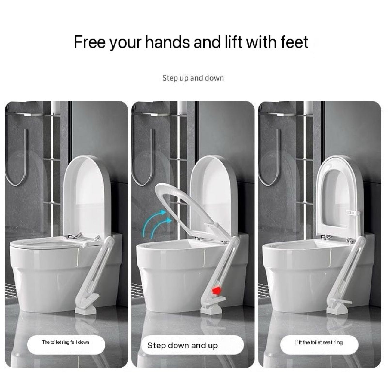 Toilet Lid Lifter by Foot Never Touch with Hand Clean Easy Installation ABS Strong With Self Installations Kit