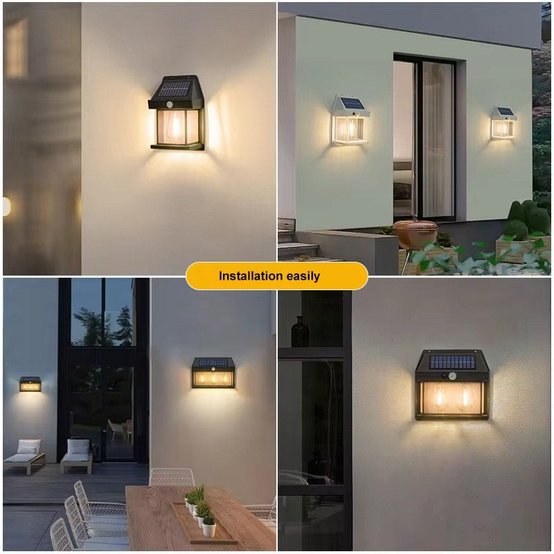 Solar Wall Lights Outdoor 10 Lumen Solar Powered Solar Light Tungsten Filament Lamp Outdoor Warm Lighting Waterproof