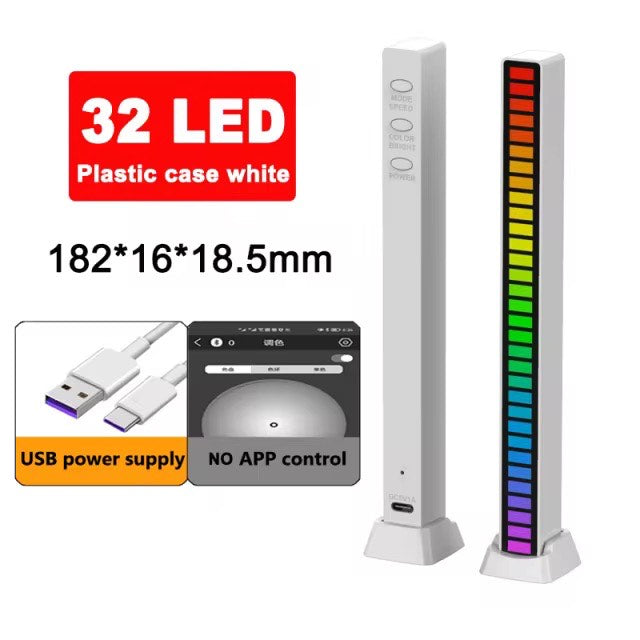 Battery and USB Powered 32 Bit LED Sound Control Pickup Music Rhythm light,Rhythm Recognition Light Rgb Audio LED Bar