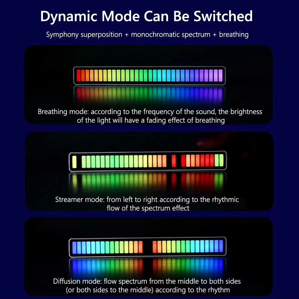 Battery and USB Powered 32 Bit LED Sound Control Pickup Music Rhythm light,Rhythm Recognition Light Rgb Audio LED Bar