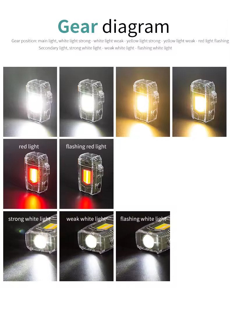 Multifunctional Outdoor Camping COB LED USB Rechargeable Mini Keychain Floodlight Flashlight Torch with Cigarette ARC Lighter: