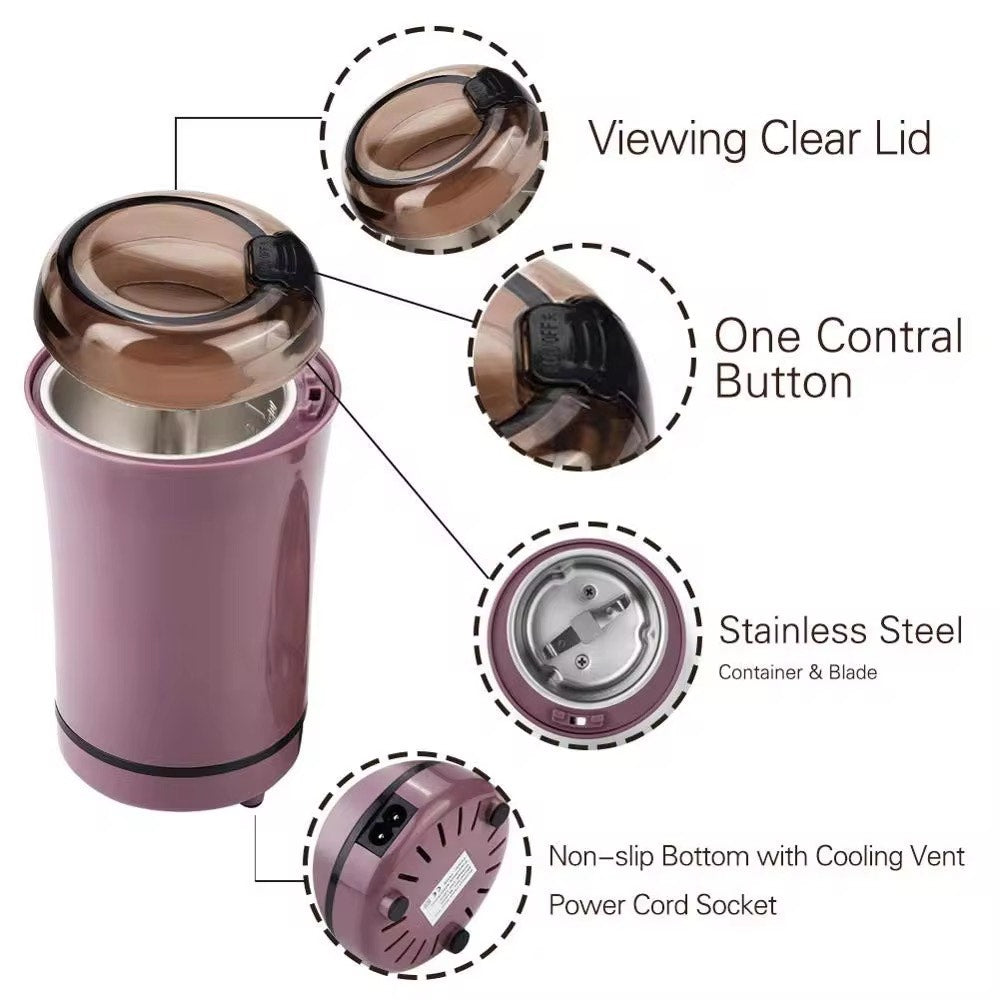 Portable Electric Mini Grinder – Stainless Steel Crusher for Coffee, Herbs & Grains | Compact & Manual-Friendly