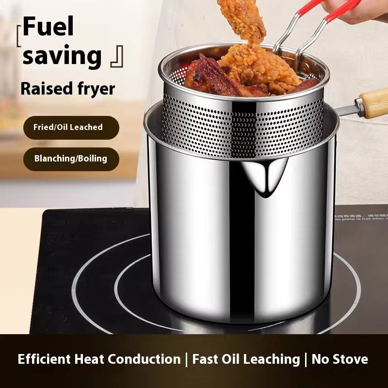 1.2L Portable Stainless Steel Fryer Pot β Multipurpose Mini Stockpot with Strainer for Fried Chicken, French Fries, Soup & Noodles