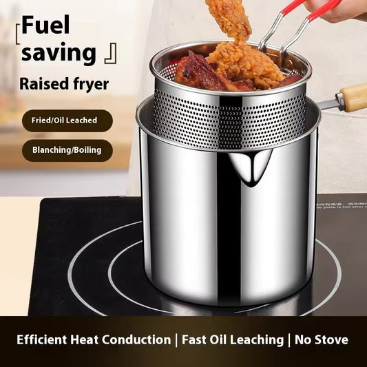 1.2L Portable Stainless Steel Fryer Pot – Multipurpose Mini Stockpot with Strainer for Fried Chicken, French Fries, Soup & Noodles