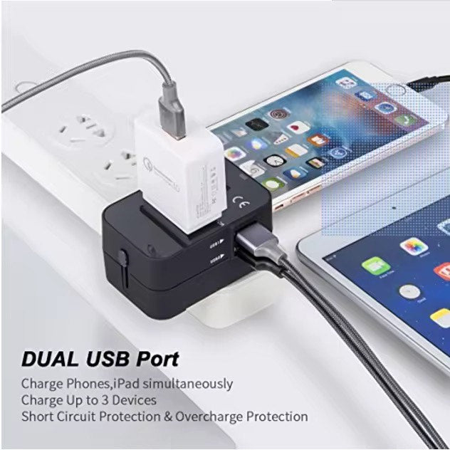 Universal Travel Adapter with USB C All-in-One Worldwide Wall Charger with AC Power Plug Adapter For USA EU UK AUS