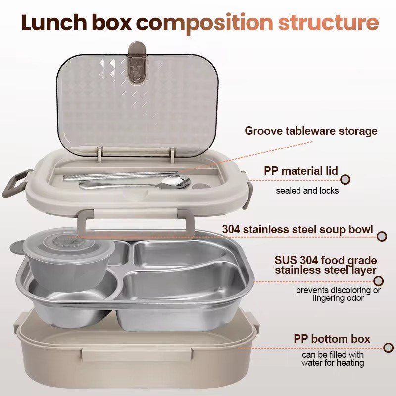 Leakproof Portable High Quality with Large Capacity Lunch Case Food Container Stainless Steel Bento Lunch Box With Cutlery Thermal Bag