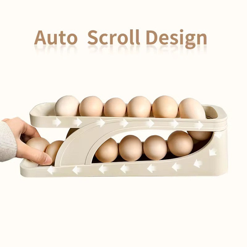 Foldable 2 Tiers Automatic Rolling Chicken Egg Rolling Organizer Holder For Fridge Dispenser Container Storage Box Refrigerator