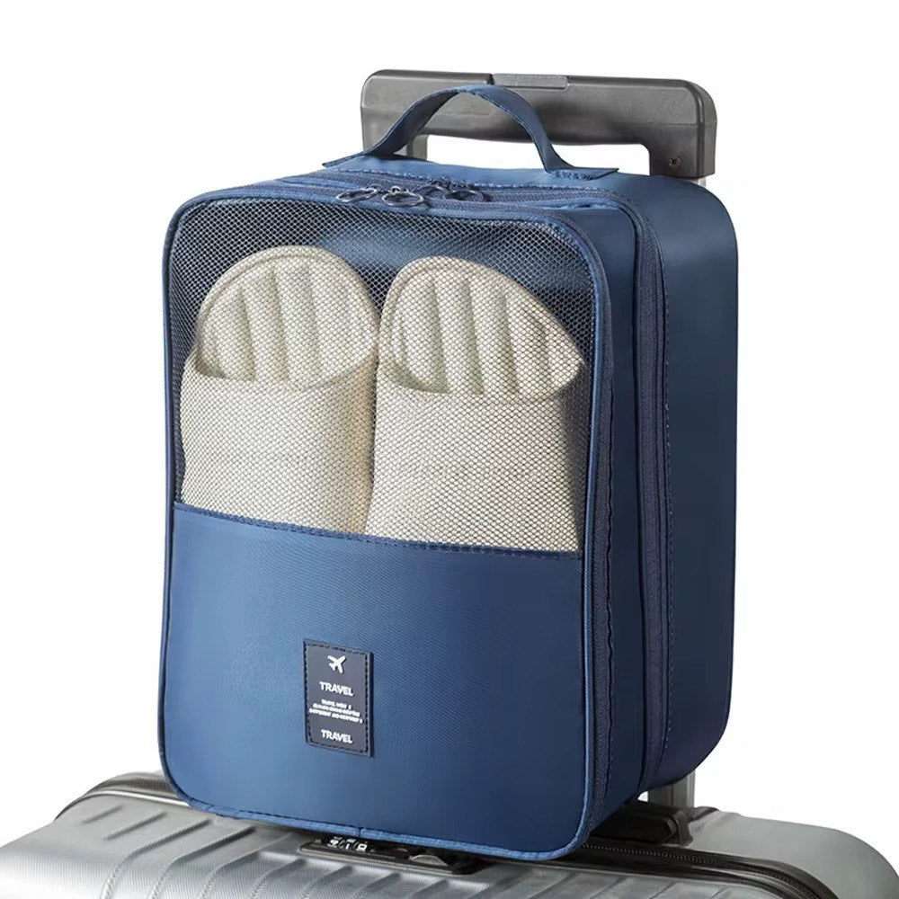 Portable 3-Layer Travel Shoe Organizer Bag with Dustproof and Anti-Mold Protection Foldable Shoes Pouches For Suitcase Portable with Zipper Closure
