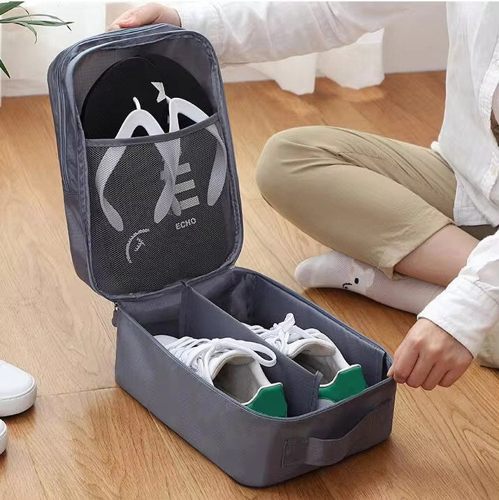 Portable 3-Layer Travel Shoe Organizer Bag with Dustproof and Anti-Mold Protection Foldable Shoes Pouches For Suitcase Portable with Zipper Closure