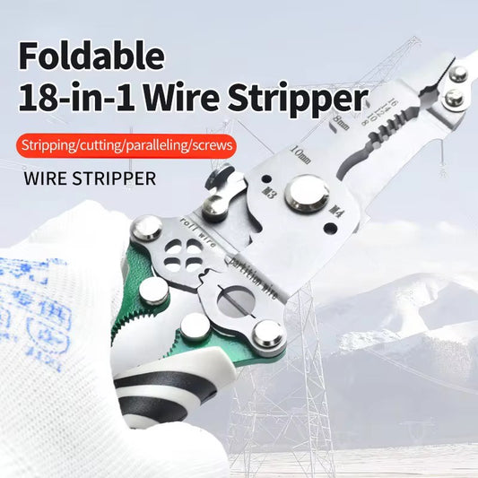 18-in-1 Multifunctional Foldable Hook Knife Wire Stripper Tool For Electricians Stainless Steel Wire Stripper For Electricians
