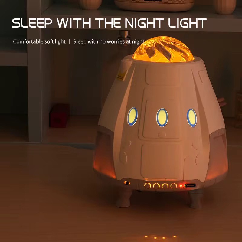 Space Capsule Starry Projector Light with Speaker Remote Control Galaxy Projector night Light Bedroom Decor UFO Projection Lamp