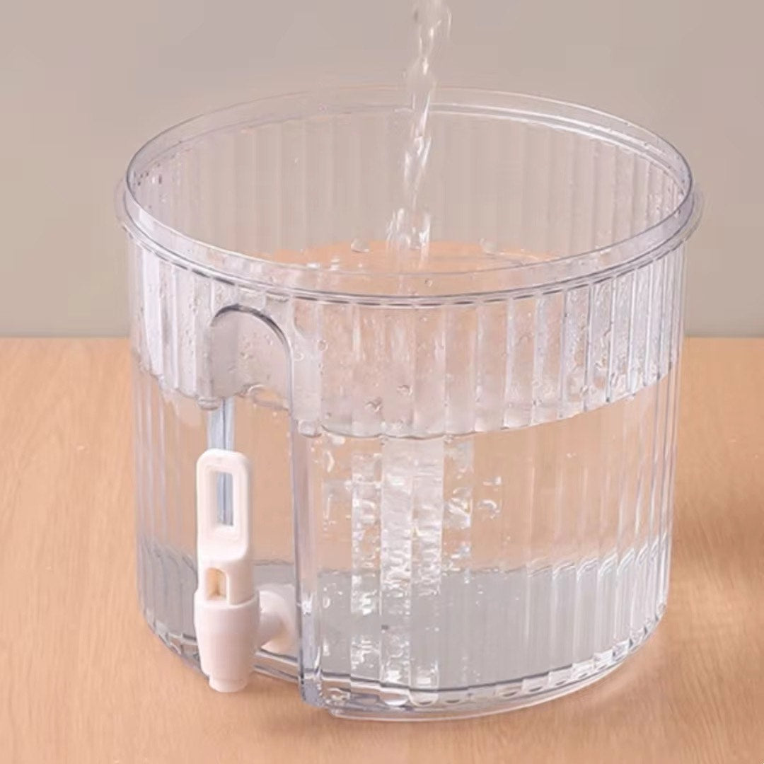 High Quality Large Capacity Round Plastic Beverages Bucket Household Refrigerator Cold Water Kettle With Faucet