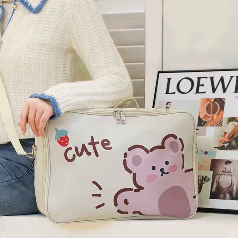 Lightweight Cute Cartoon Fashion Trolley Luggage Bag Oxford Expandable Sleeve Large Capacity Zipper For Travel Essentials Waterproof Duffle Bag