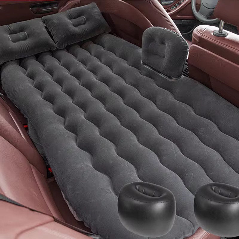Space Saving Portable Inflatable PVC Material Car Bed Flocked Surface Inflatable Air Mattress For Back Seat Travelling