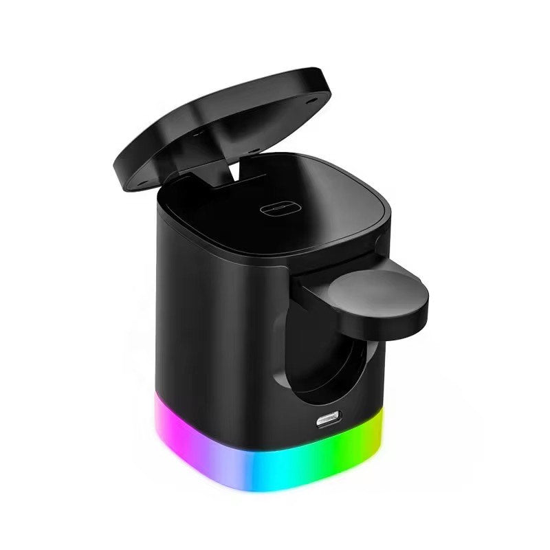 TriCharge™ 3-in-1 Magnetic Foldable Wireless Charger – 15W Fast Charging Cube Stand for Smartphone, Smartwatch & Earbuds – Compact Desktop Dock