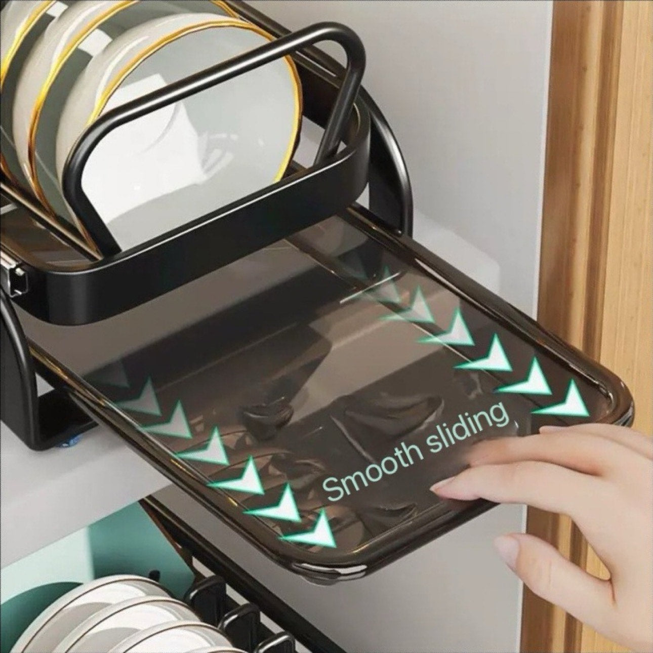 Household Kitchen Organizer Tray Drawer Stainless Steel Slide Bowl Drainer and Chopsticks Spoons Holder Metal Bowl Organizer