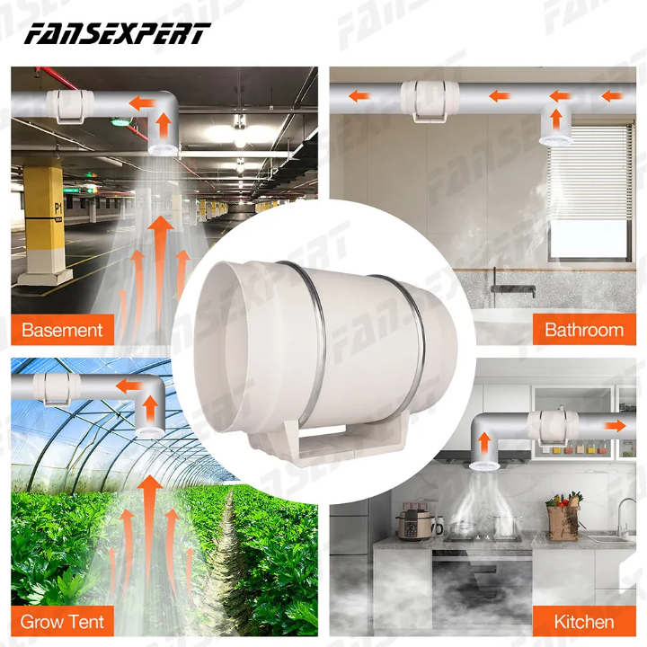 High Speed Diagonal Flow Exhaust Fan High Air Flow Energy Comes With 3 Meter Long Ventilation Pipe Easy To Install