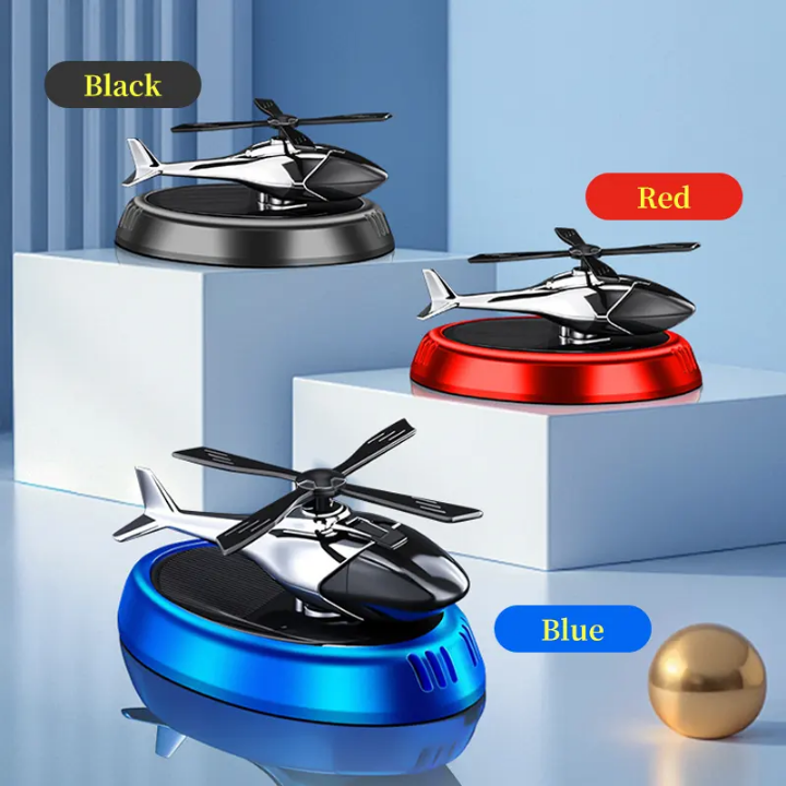 Helicopter Car Fragrance Luxury Eco-Friendly Solid Pattern Car Dashboard Air Diffuser Perfume Ornaments Liquid Essential Oil Perfume Rotating Car Solar Aircraft Air Freshener