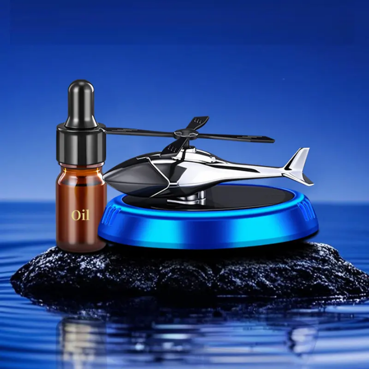 Helicopter Car Fragrance Luxury Eco-Friendly Solid Pattern Car Dashboard Air Diffuser Perfume Ornaments Liquid Essential Oil Perfume Rotating Car Solar Aircraft Air Freshener