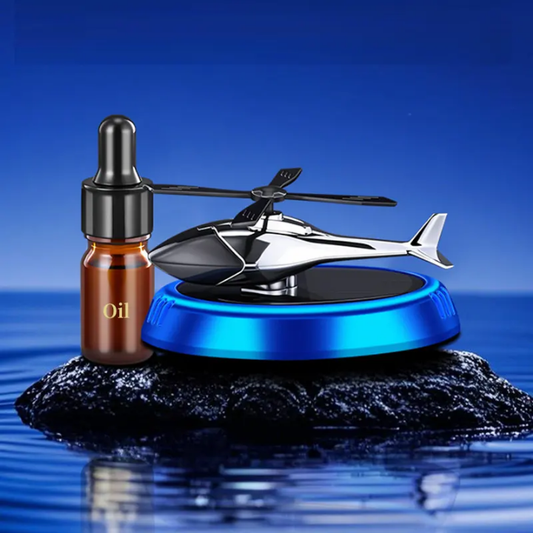 Helicopter Car Fragrance Luxury Eco-Friendly Solid Pattern Car Dashboard Air Diffuser Perfume Ornaments Liquid Essential Oil Perfume Rotating Car Solar Aircraft Air Freshener