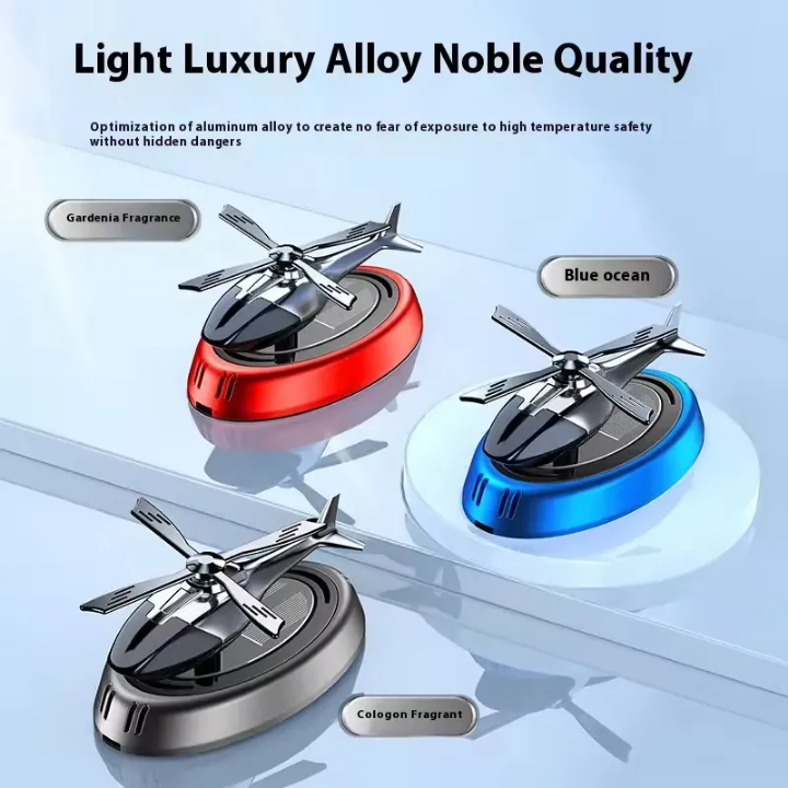 Helicopter Car Fragrance Luxury Eco-Friendly Solid Pattern Car Dashboard Air Diffuser Perfume Ornaments Liquid Essential Oil Perfume Rotating Car Solar Aircraft Air Freshener