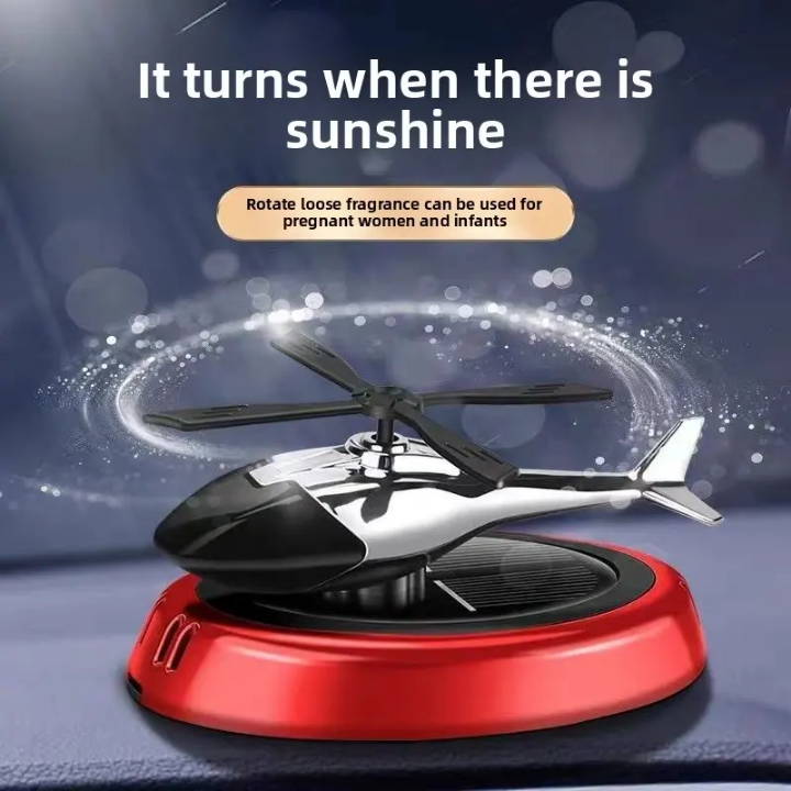 Helicopter Car Fragrance Luxury Eco-Friendly Solid Pattern Car Dashboard Air Diffuser Perfume Ornaments Liquid Essential Oil Perfume Rotating Car Solar Aircraft Air Freshener