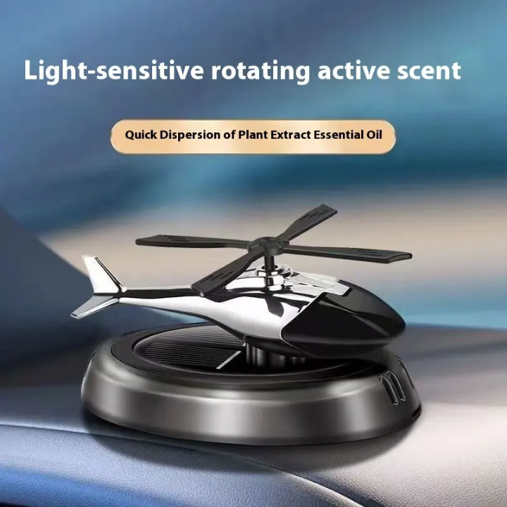 Helicopter Car Fragrance Luxury Eco-Friendly Solid Pattern Car Dashboard Air Diffuser Perfume Ornaments Liquid Essential Oil Perfume Rotating Car Solar Aircraft Air Freshener