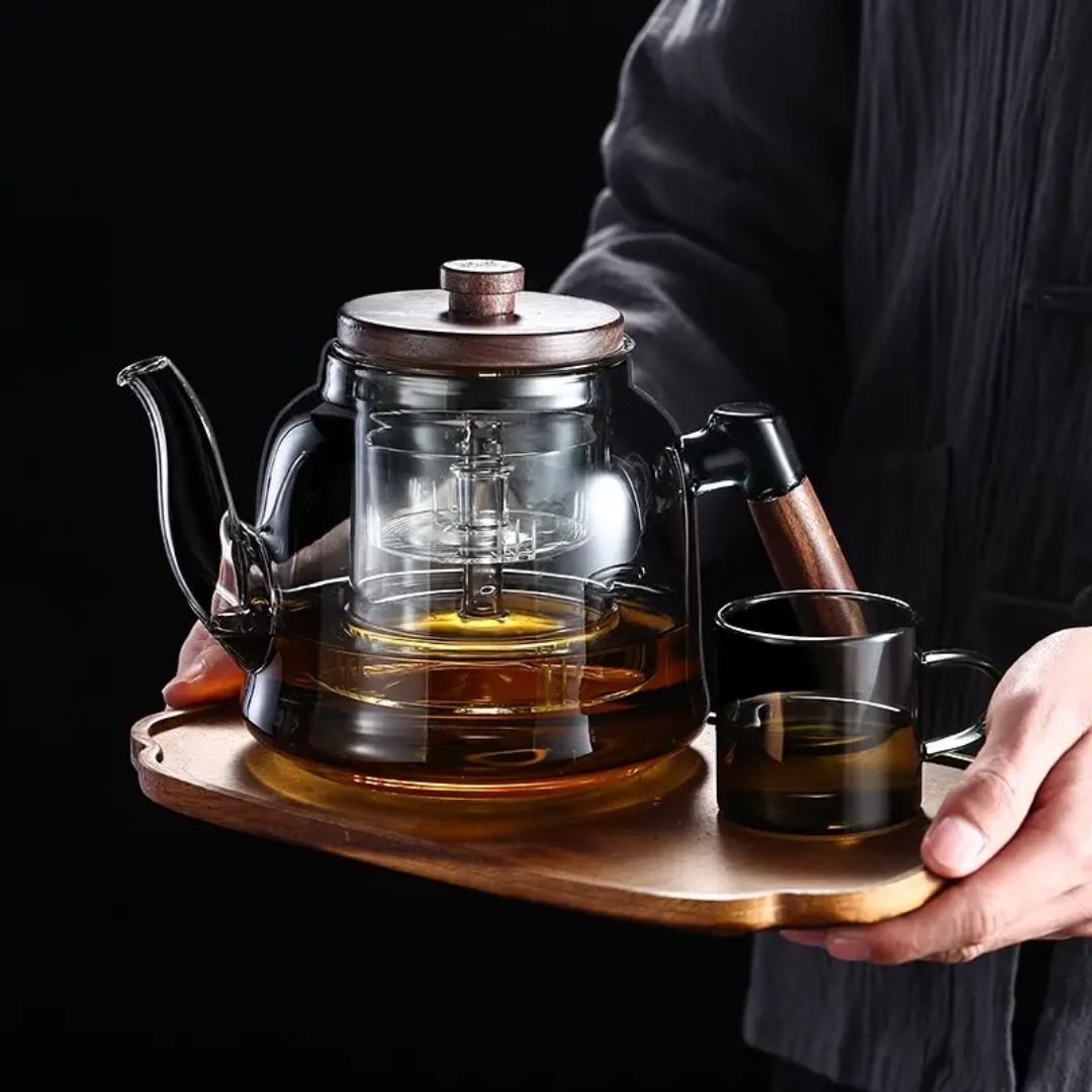 High Borosilicate Glass Tea Pot With Infuser Bamboo Handle For Cooking Brewing Tea Coffee
