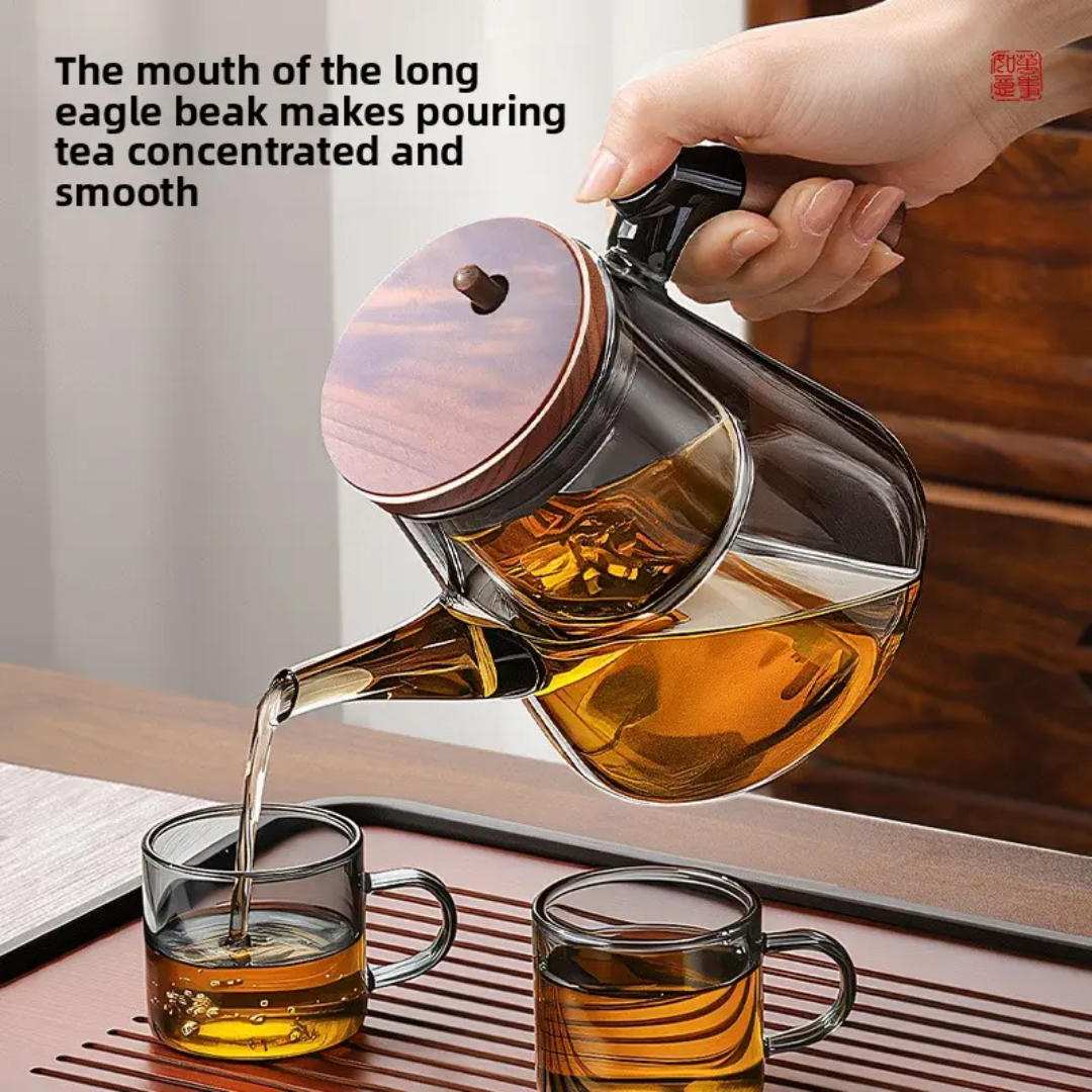 High Borosilicate Glass Tea Pot With Infuser Bamboo Handle For Cooking Brewing Tea Coffee