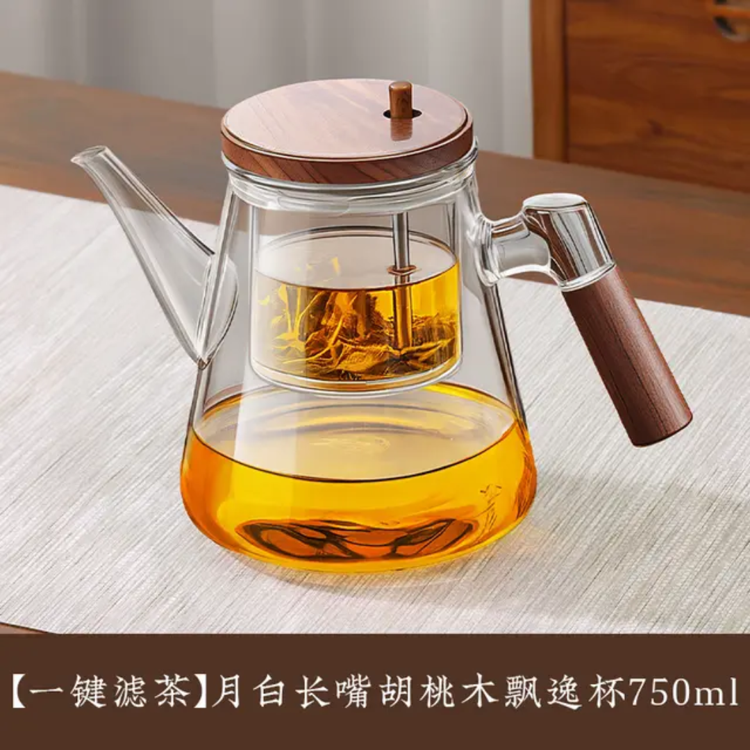 High Borosilicate Glass Tea Pot With Infuser Bamboo Handle For Cooking Brewing Tea Coffee