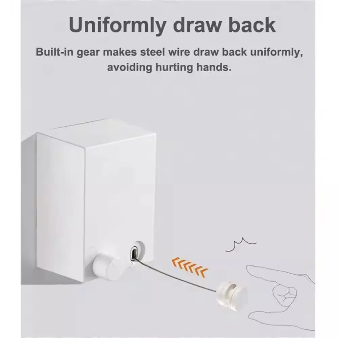 Portable 4.2m Retractable Clothesline Home Wall Mounted Expandable Cloth Line Hanger Steel Wire Rope Laundry Hanger