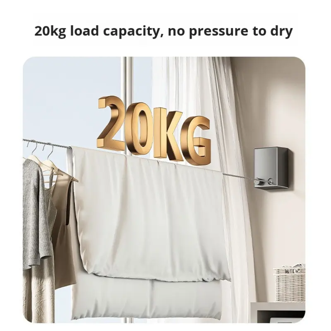 Portable 4.2m Retractable Clothesline Home Wall Mounted Expandable Cloth Line Hanger Steel Wire Rope Laundry Hanger