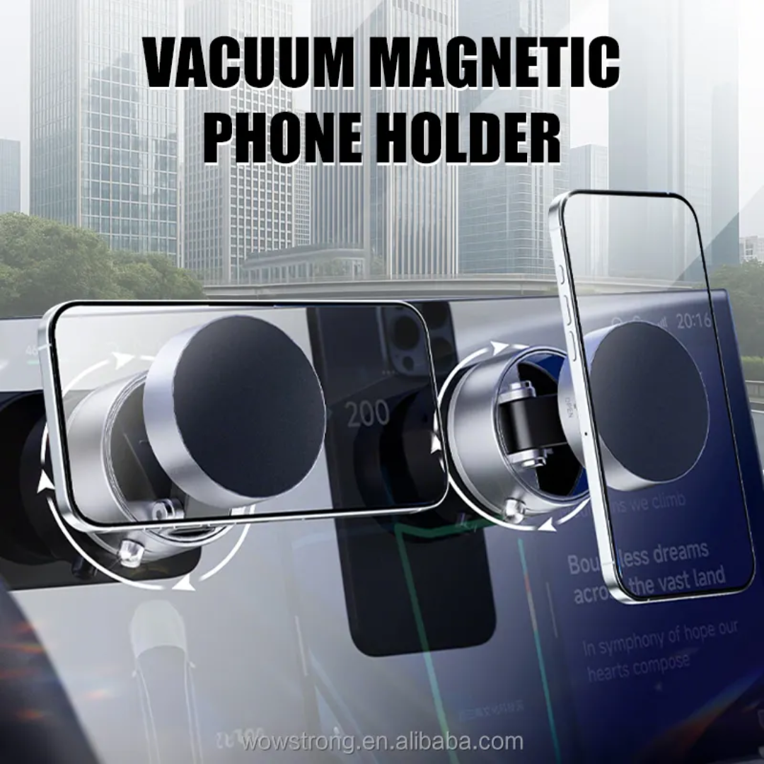 Magnetic Car Phone Holder 360° Adjustable Vacuum Suction Mobile Screen Foldable Bracket