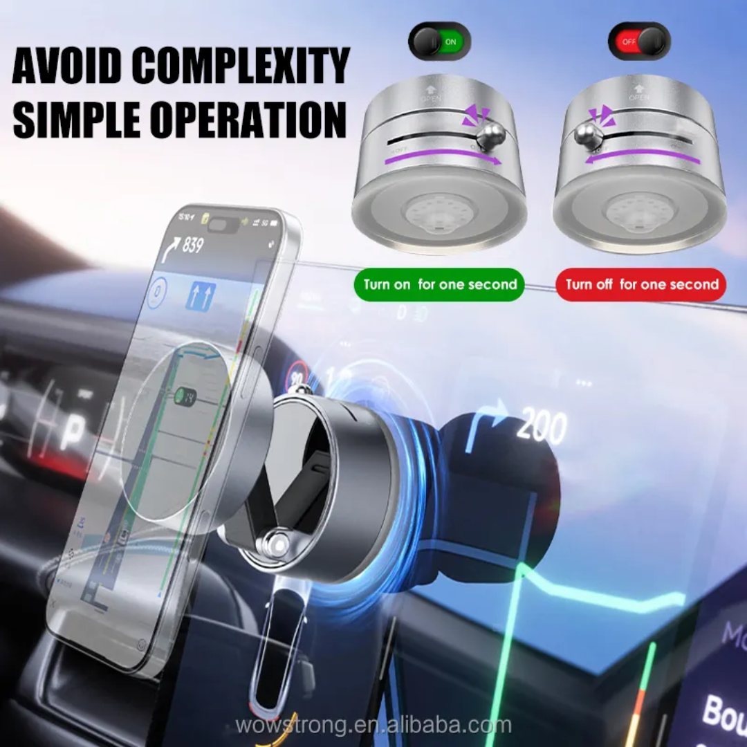 Magnetic Car Phone Holder 360° Adjustable Vacuum Suction Mobile Screen Foldable Bracket