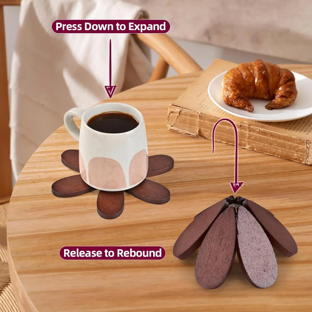 Foldable Wooden Tree Heat Mat Drink Coaster Tree Art Decor Dining Table Decoration for Kitchen, Holiday Decor Gift