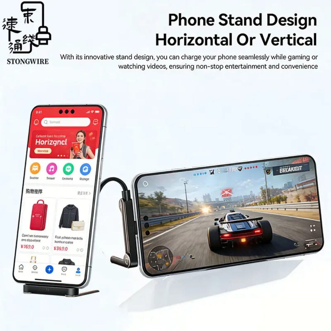NEW 240W Fast Charging Cable with 360° Adjustable Metal Stand Nylon Braided Cable USB C Type C Data Cable