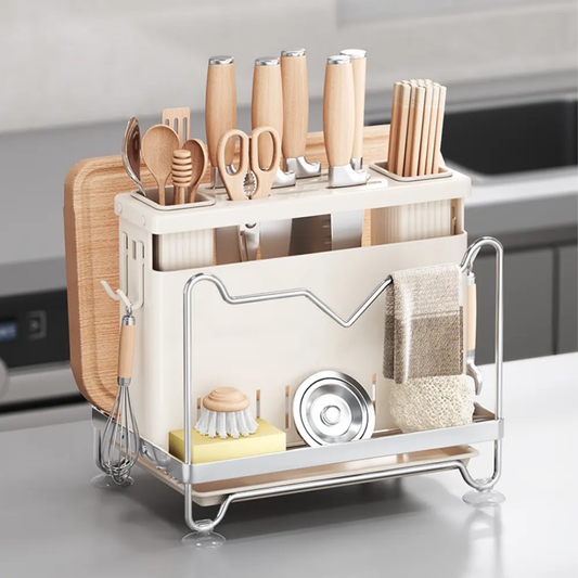 Knife Spoon Storage Rack Multifunctional Dry/Wet Separation Design - Essential For Modern Kitchen